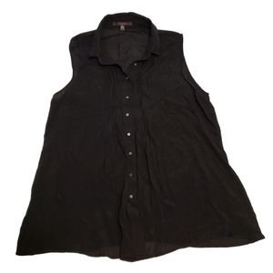 Fever Sheer Black Sleeveless Button Down Top